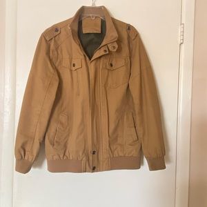 Tan with Green Interior Bomber Utility Jacket
